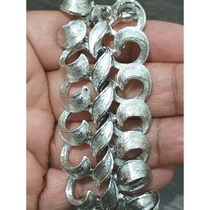 Lisner Swirl Wave 1950s Chunky Wide Silver Tone Vintage Bracelet